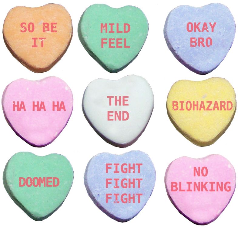 Bonus: The Definitely Rejected candy hearts